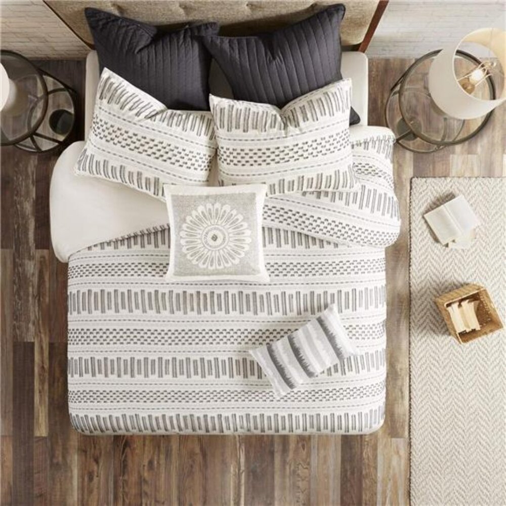 Luxurious Cotton-Bedding Set - Mid Century Trendy Geometric Design, All Season